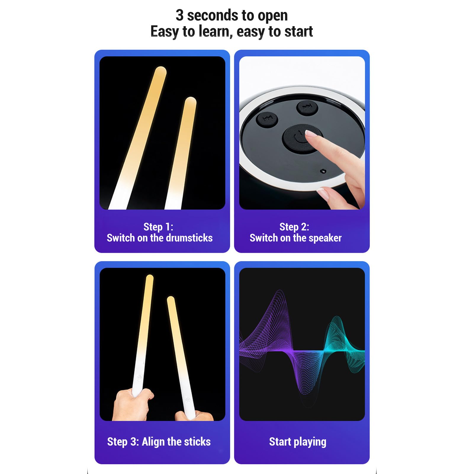 Electronic Drum Set, Virtual Air Drum, Portable 3D Motion Pocket Drum, Virtual Reality Air Drumsticks - Image 3