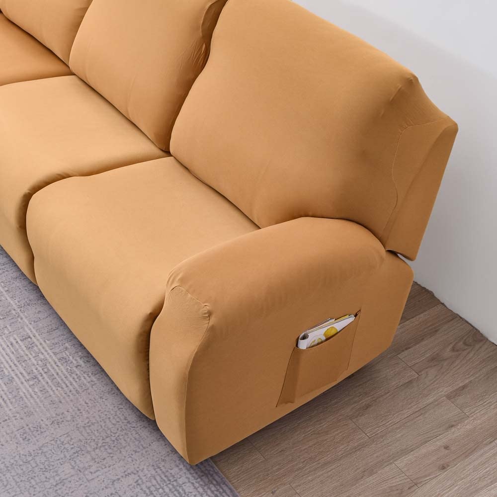 Copridivano Reclinabile Elasticizzato 3 Posti – 8 Pezzi In Spandex Con Tasche Laterali