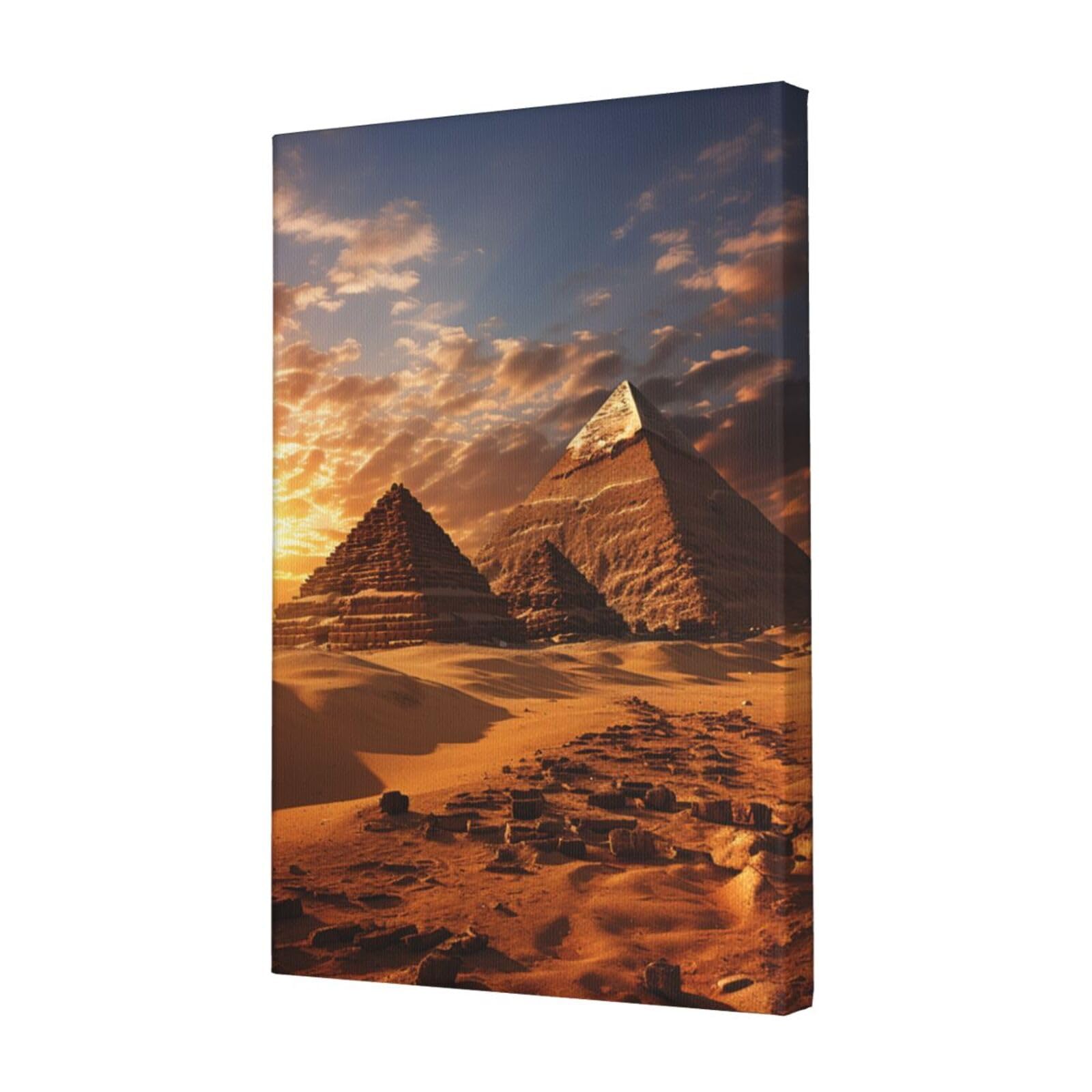 FodPand Egyptian pyramids Canvas Wall Art for Living Room Wall Decor 12"x18" Modern Artwork Painting Pictures Hanging Canvas Prints Aesthetic Wall Art for Bedroom Bathroom Office Wallart Decor