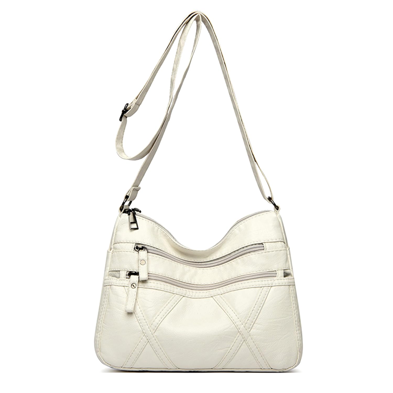 Triple Zip Crossbody Bags for Women Multiple Pockets Bag Ladies houlder Handbags with