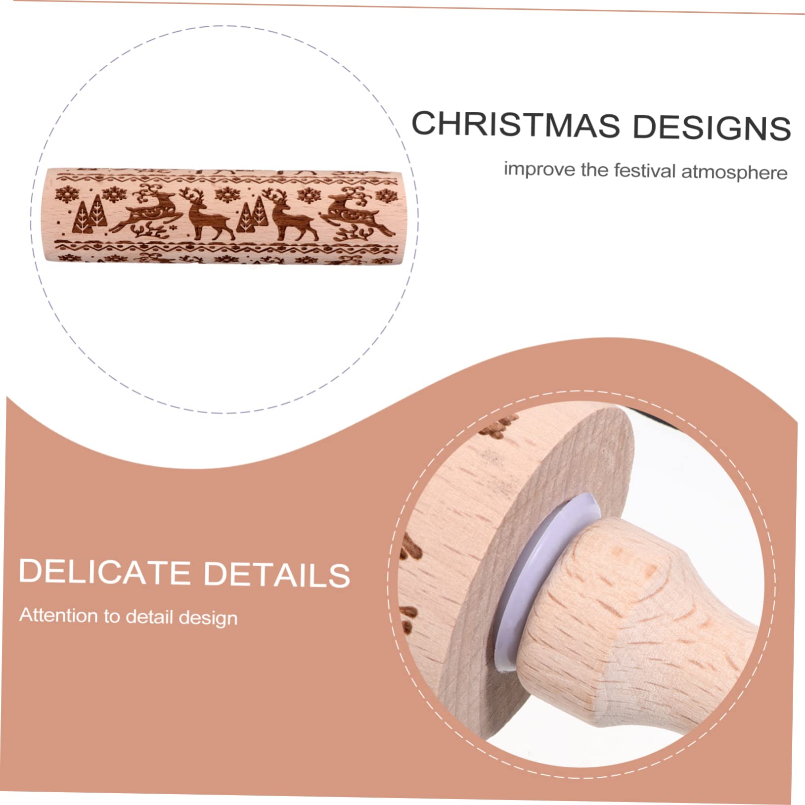 3piezas Rodillo De Madera Para Amasar Rodillo De Navidad Para Hornear Para Cocina