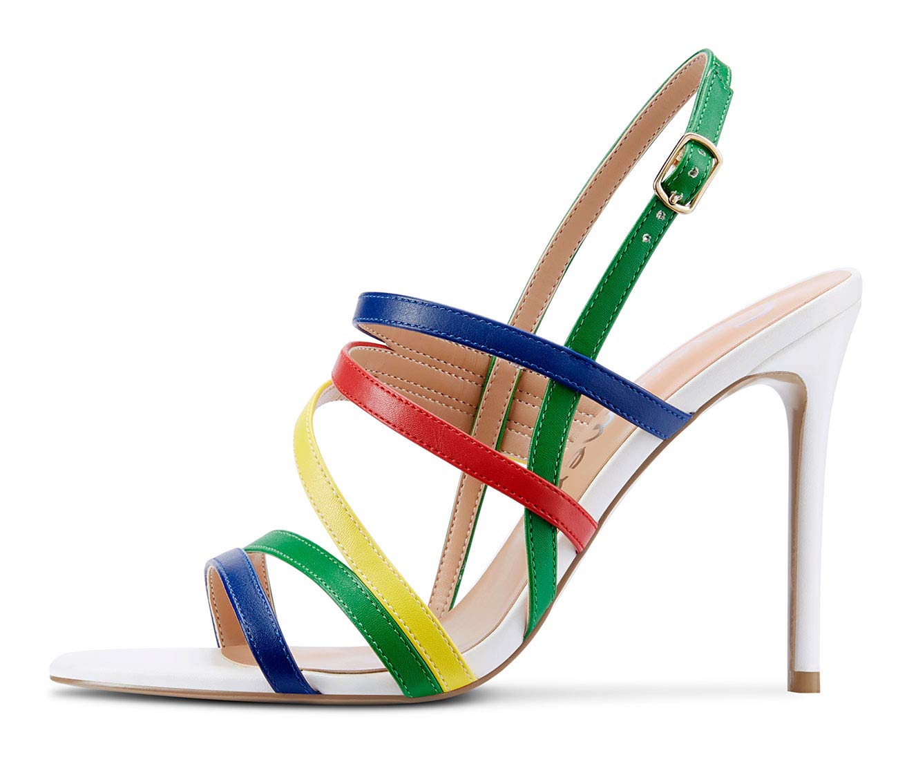 Castamere Zapatos de Tacón Mujer Tira de Tobillo Punta Abierta Sandalias Romanas Tacón de Aguja 10CM High Heels Pumps