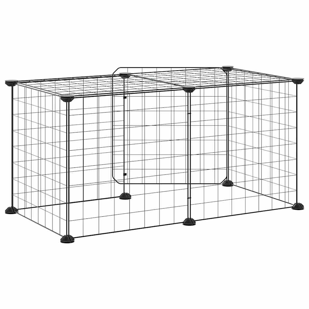 Jaula para mascotas con puerta negra de 35 x 35 cm, 8 piezas, de acero, para roedores, conejos, cobayas, hámster, ampliable para vivienda, balcón, jardín