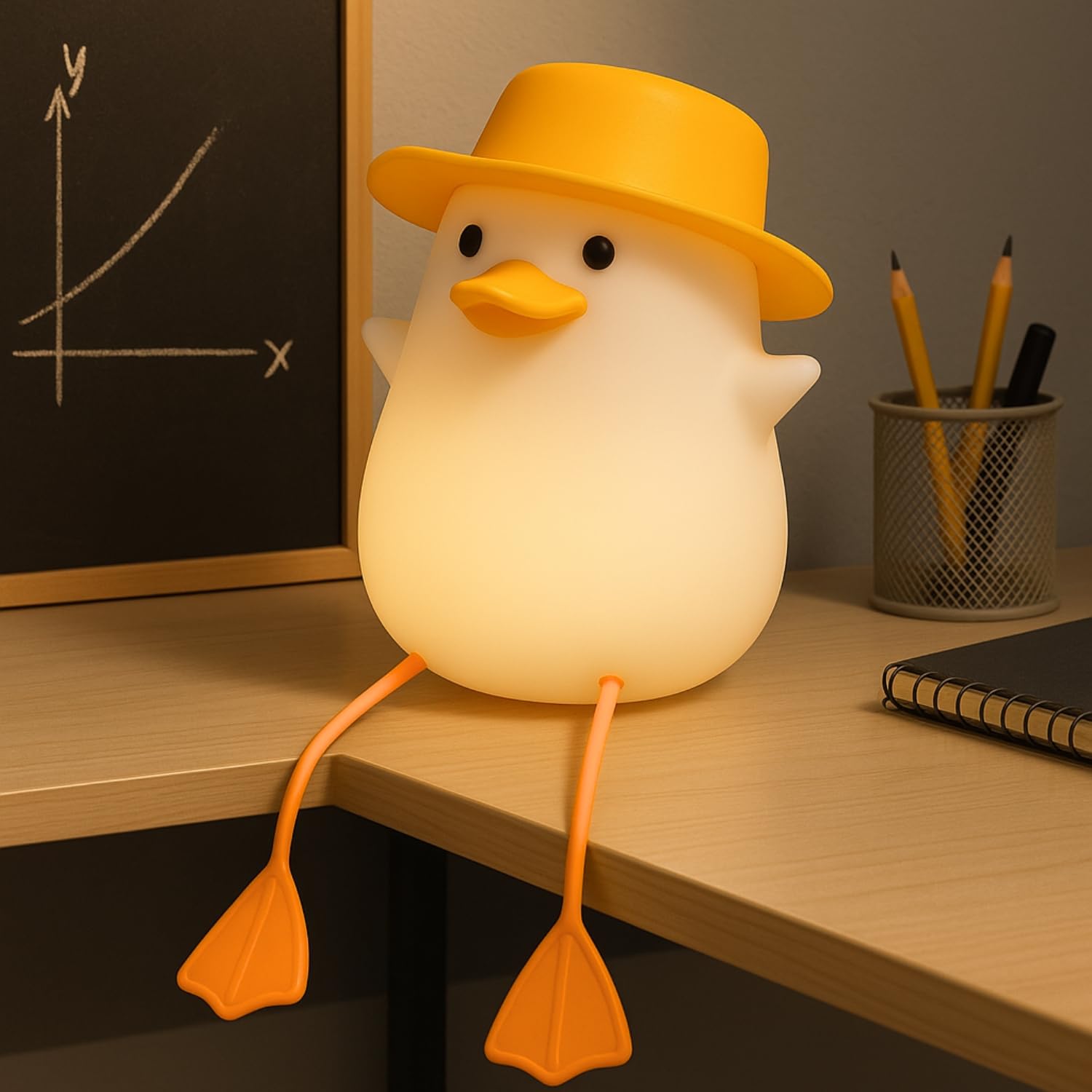 TOYTONIC Silicone Duck Night Lamp Soft LED Bedside Light with Touch Control & 7-Color Changing, USB Rechargeable Nursery Lamp for Kids Bedroom, Cute Animal Shape Baby Nightlight & Gift, Mobile Holder