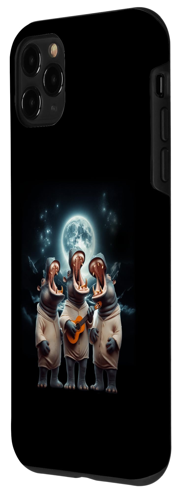iPhone 11 Pro Three Hippo Howling At Moon Funny Hippo Lovers Costume Case - Image 2
