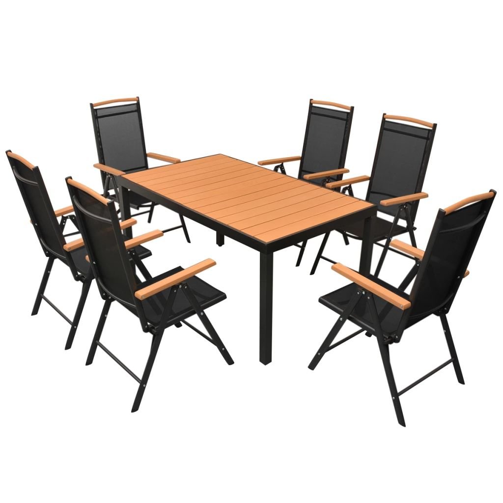 Buy Festnight 7 Piece Folding Garden Table with 6 Chair Outdoor Dining Set Garden Furniture Set