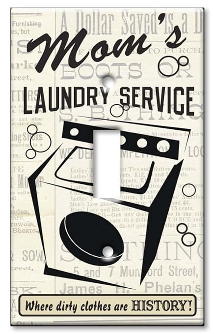 Art Plates - Single Gang Toggle OVERSIZE Switch Plate/OVER SIZE Wall Plate - Mom's Laundry Service