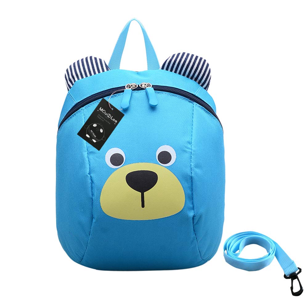 Zainetto Per Bambini Asilo Con Guinzaglio - Forma Di Orso Animale - Blu, Leggero 0,6lb, Tracolla Antimanomissione - 2