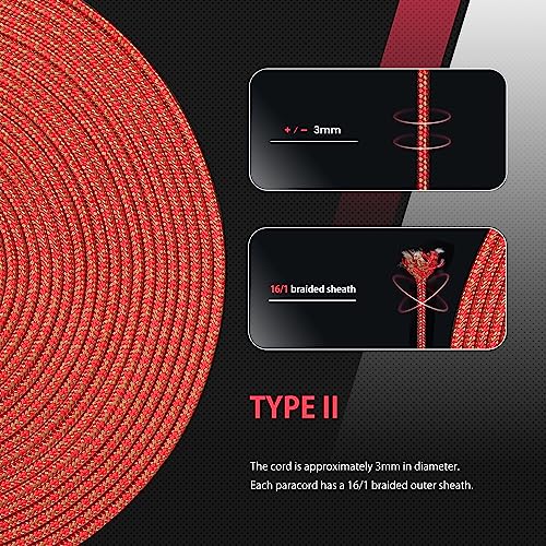 Abma Cord Paracord 425 lbs 3mm 100% Nylon 30M - Coyote Brown & Red, Diamond-coyote Brown & Red, 30 Meters - Image 4