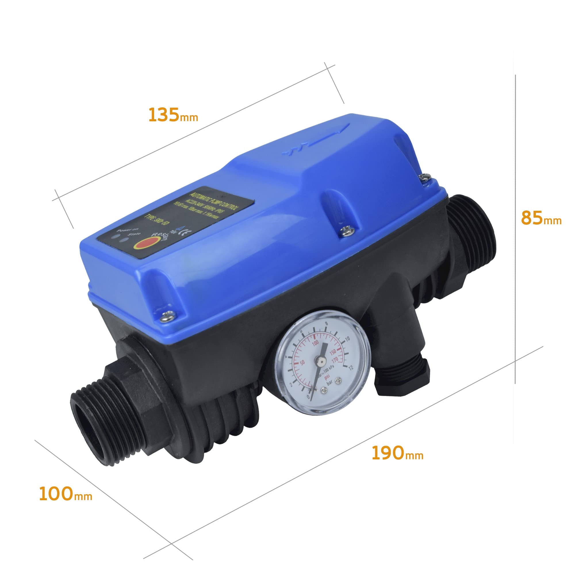 PRESS CONTROL PRESSOSTATO SKD-5 POMPA ACQUA REGOLATORE PRESSIONE VASCA CISTERNA DOMESTICA AUTOCLAVE ELETTROPOMPA 230V CONTROLLO AUTOMATICO