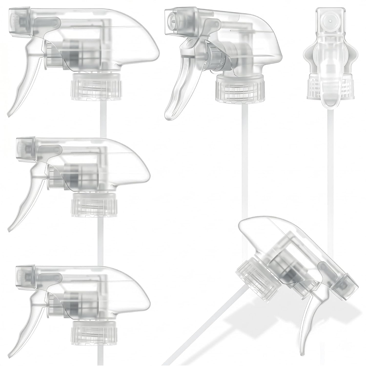 ALPENKOK 6 Pack Spray Nozzle for Bottles, Trim-To-Fit Tube; Plastic (Clear)