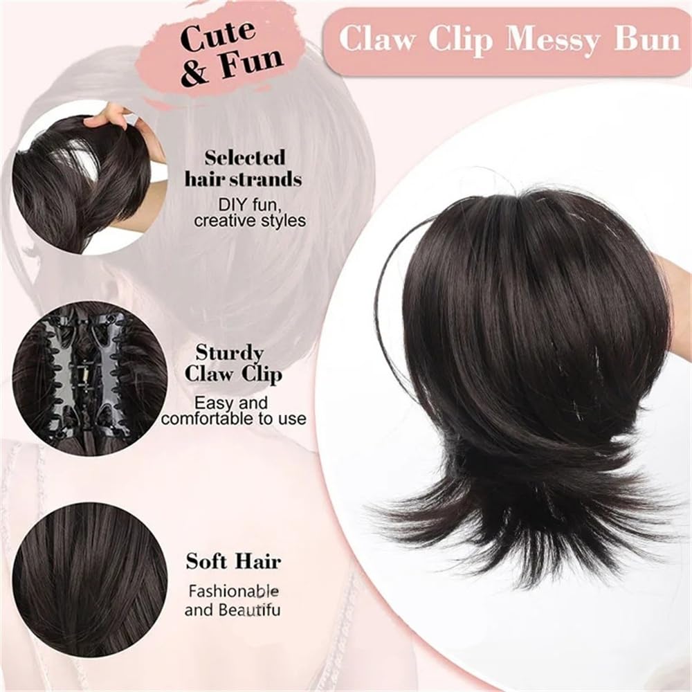 Kok do włosów Messy Claw Clip Bun treska dla kobiet krótki prosty wysoki kucyk przedłużenie potargane upięte fryzura kok do włosów treska (P1B/30)