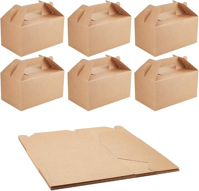 NBEADS 10 Packs Kraft Paper Box, Kraft Brown Cardboard Boxes Candy Box with Handles for Wedding Favors, Sienna, 21x13x16.5cm