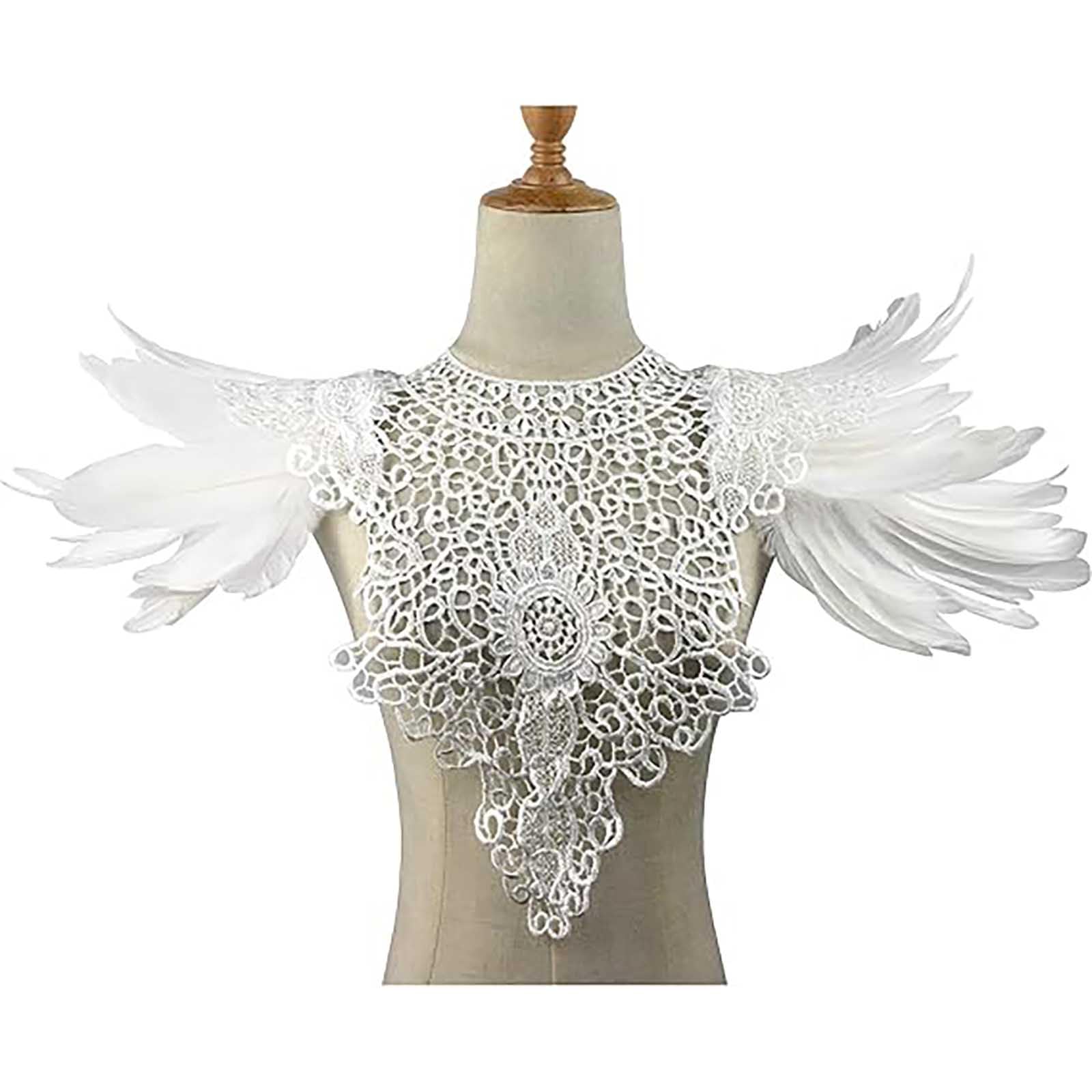 TazweeqShoulder Pads with Feather Wings, Halloween Witch Vest, Mardi Gras Woman Costume, Masquerade Raven Costume、