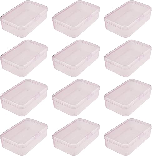 Miniatura 51 de 18 cajas rectangulares de plástico, contenedores organizadores de almacenamiento vacíos con tapas con bisagras para objetos pequeños y otros