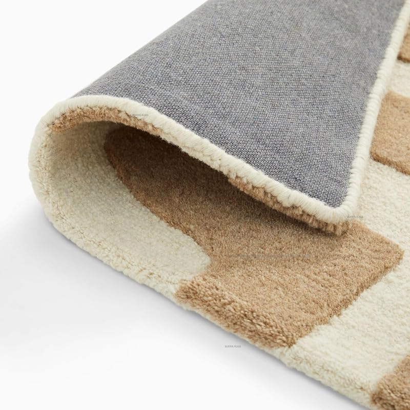 Image of Hand Tufted Modern Design Exported Collection High Low Pattern Wool Carpet for Living Room, Bedroom & Hall (Multi Y, 12 x 15 Feet)
