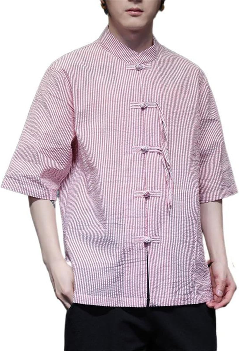 Men's Shirt Summer Linen Chinese Style Short Sleeve Tops