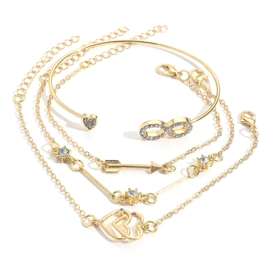 Shining Diva FashionLatest Stylish 4pcs Multilayer Heart & Infinity Bangle Bracelet for Women and Girls (sd14755b)