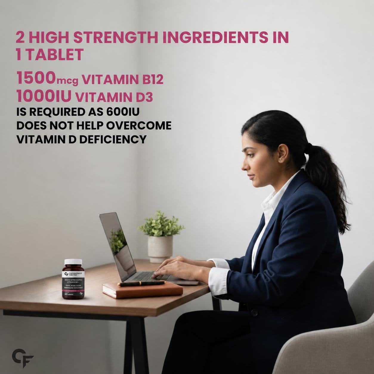Carbamide Forte Vitamin B12 1500mcg with Vitamin D3 | Vitamin B12 Supplements for Men & Women | Methylcobalamin 1500 mcg with Vitamin D Tablets - 60 Tablets — Amazon image 4
