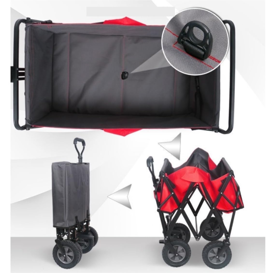 Carrito plegable para exteriores, asa ajustable, carrito con ruedas para camping, playa, compras, deportes y festivales, diseño resistente para un fácil transporte