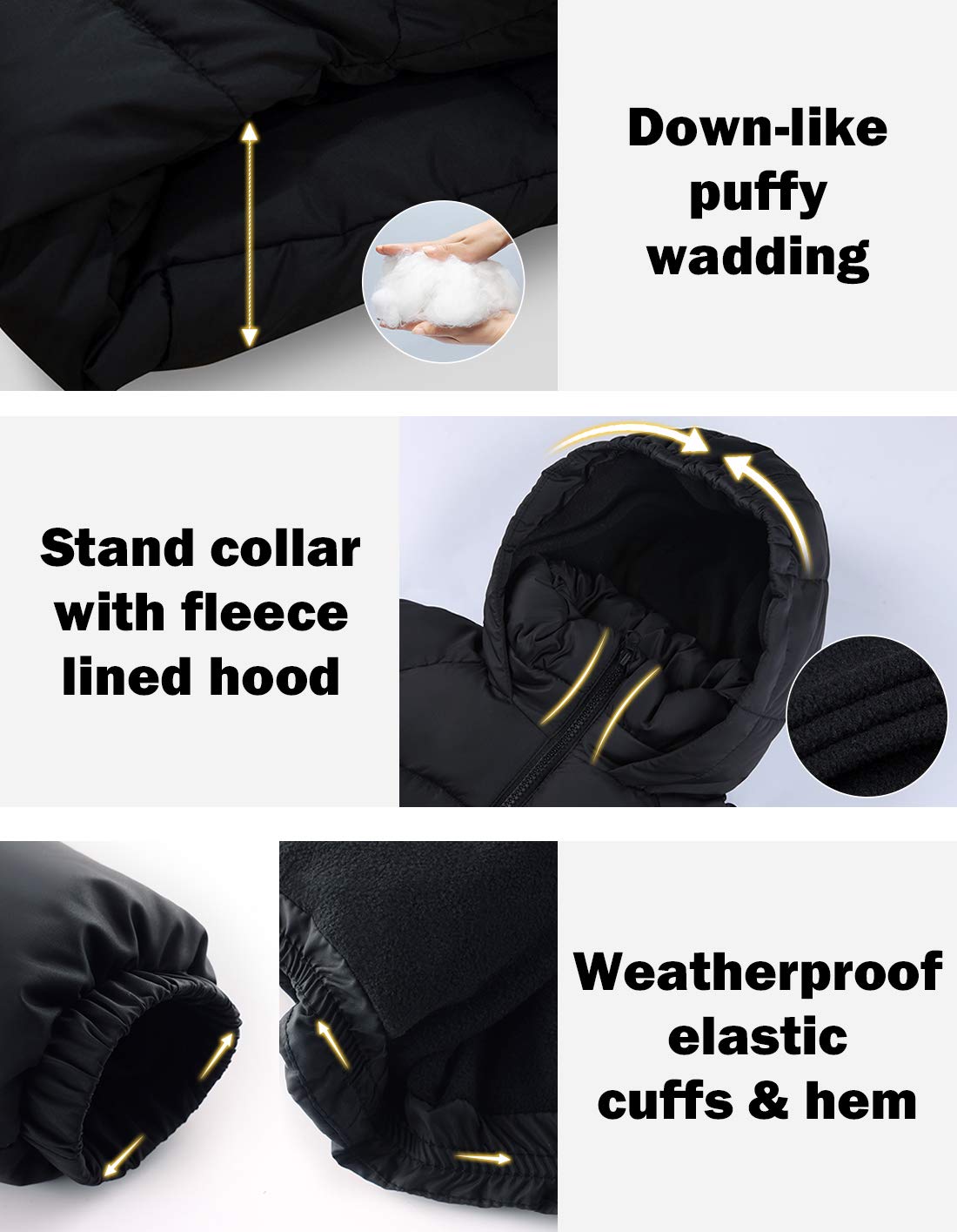 maoo garden Girls Winter Long Puffer Lightweight Coat Thick Padded Soft Fleece Jacket with Hood 817 Black 13-14Y