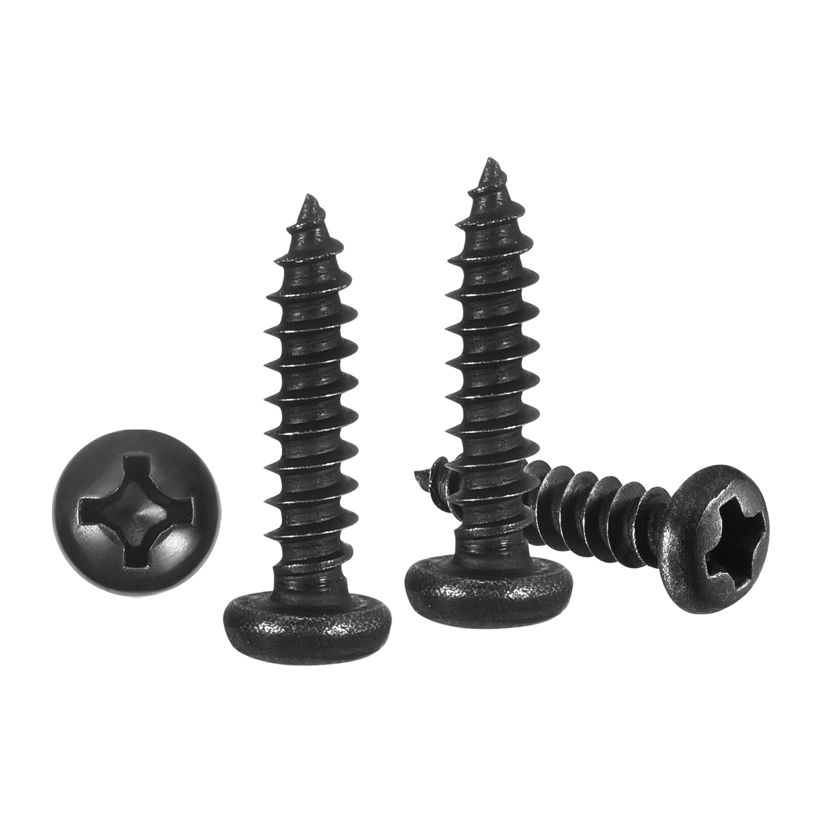 METALLIXITY Phillips Pan Head Self Tapping Screws(M3x12) 100Pcs, 304 Stainless Steel Self Drilling Screw for Metal Wood Plastic, for Cabinet Wall Shutter Plate Rock Furniture, Black