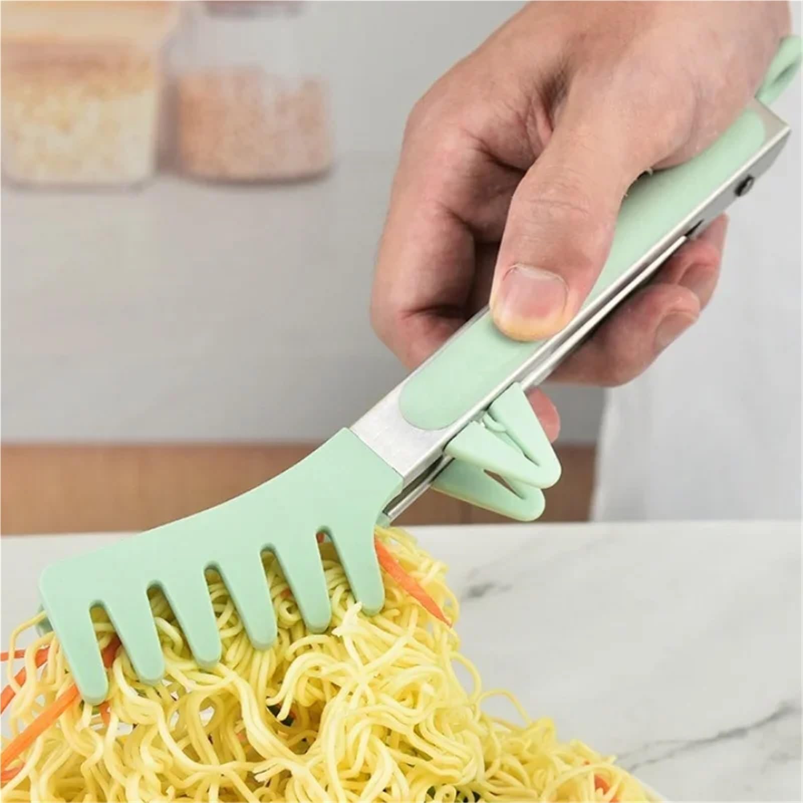 Pinzas for alimentos de silicona, pinzas cocina acero inoxidable, antideslizantes, for carne, pan, fideos, herramientas for ensalada(Red)