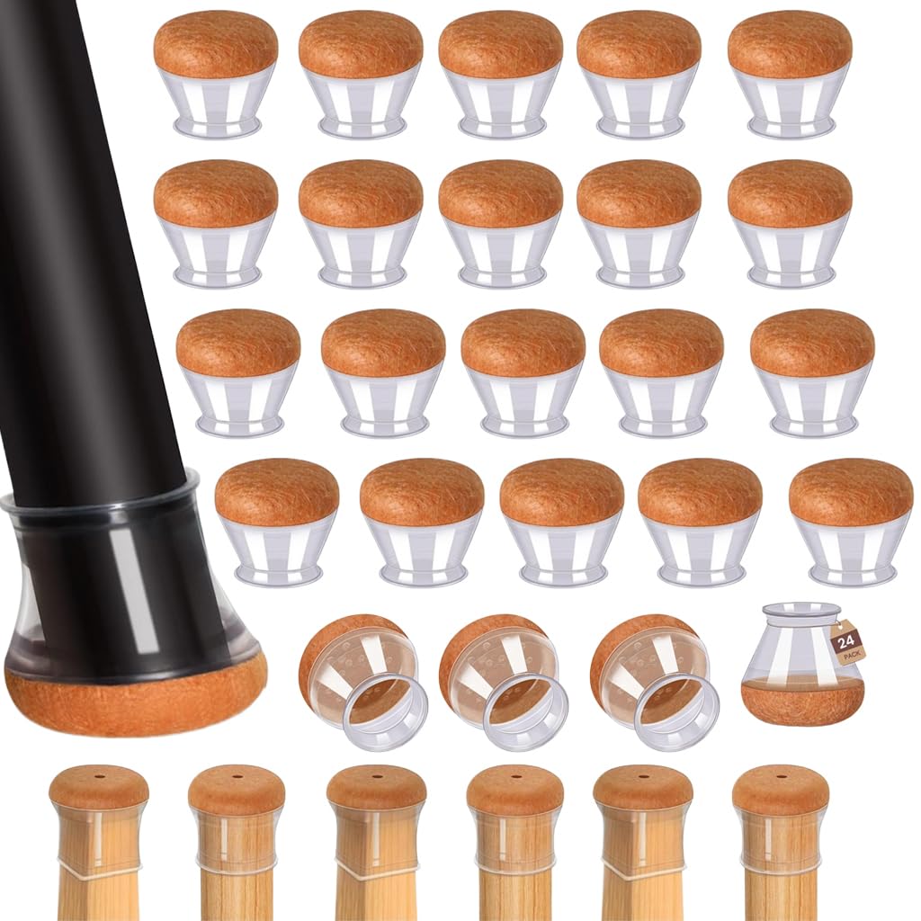 Serplex® 24Pcs Medium Clear Silicone Chair Leg Floor Protectors with Felt Padded Non-Slip Caps for 19-30mm Legs, Perfect for Tilting & Vertical Legs, Reducing Noise on Hardwood, Tile, Vinyl Floors (B0D6RPF3V3) Amazon Price History, Amazon Price Tracker