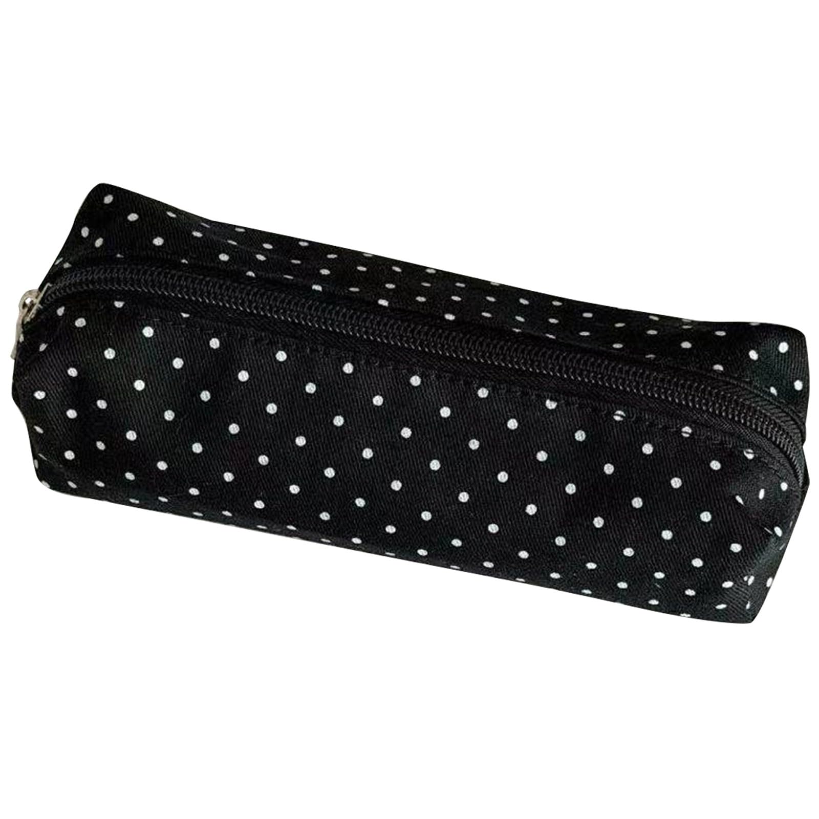 Polka Dot Large Pencil Case Canvas Pen Pouch Bag with Muti-Compartments