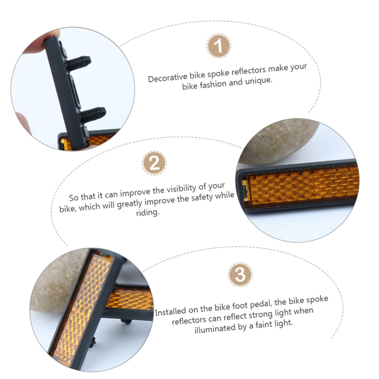 Mikikit 20pcs Bike Foot Pedal Reflector Kit Safety Reflectors for Bike Riding Accessories