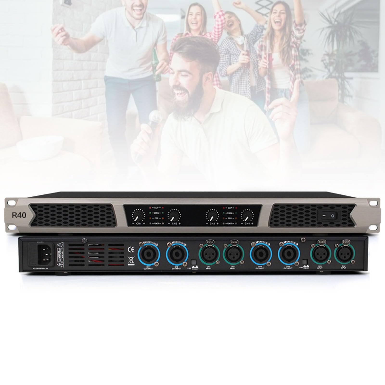 Amplificatore Di Potenza Digitale 600Wx4, Amplificatore Audio Professionale Per La Casa Con Luce LED + Manopola Del Volume, Uscita Indipendente a 4 Canali, Per Spettacoli Sul Palco, Conferenze, KTV