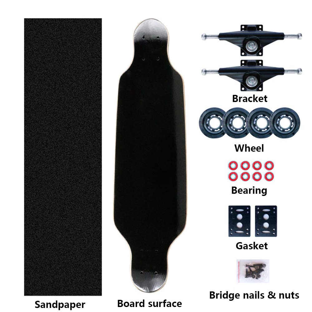Patineta de 31 ", patineta Completa Cruiser 7 Layer Maple Double Kick Deck Tabla cóncava para Principiantes y Profesionales, Longboard de Color sólido,Rojo