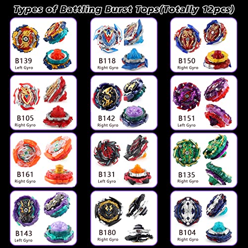 Elfnico 12PC20240220 Bey Battling Top Burst Gyro Toy Set 12 Spinning Tops 4 Launchers Combat Battling Game thumb #2