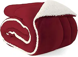 Cobertor Edredom Dupla Face Lã Pele Carneiro Coberdrom Aurum (Marsala, Queen Sherpa)