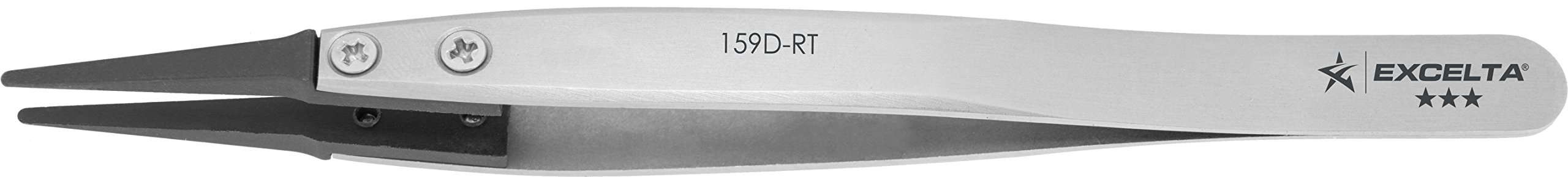 Excelta - 159D-RT - Tweezers - Replaceable Tip - Straight -Three Star - Carbon Fiber Tips, 0.06" Height, 0.36799999999999999" Wide, 1.5" Length