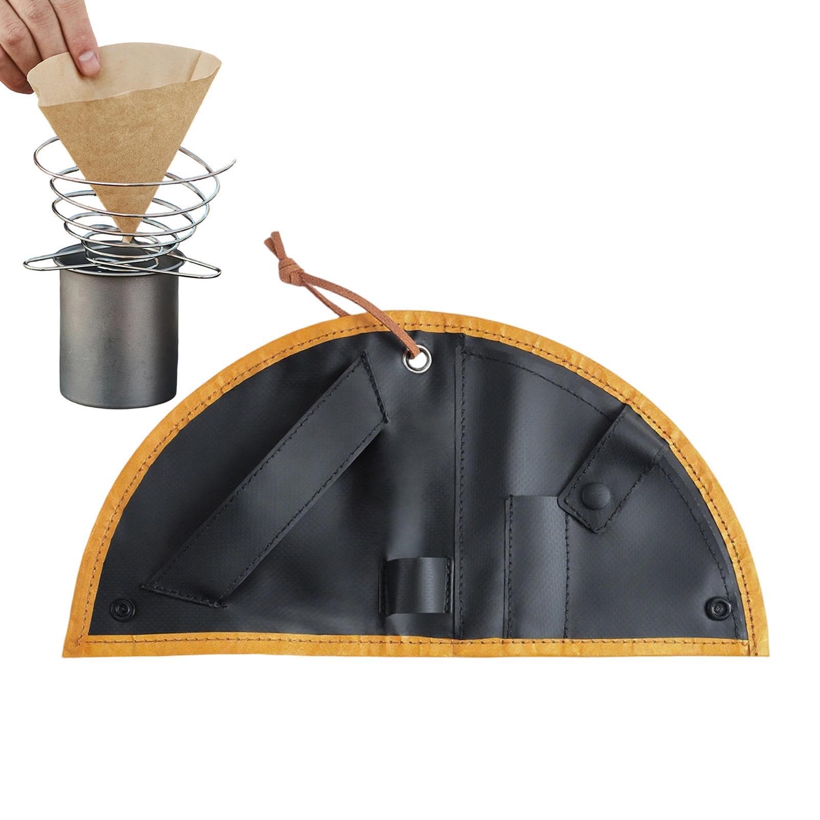 Camping Coffee Kit, Filter Paper Spoon, 12,2 x 6,1 Design Storage, Comfort with, Compact Supply with Tableware Use, Home Accessories for Men, Women, Beginner, Travel and Backpacking