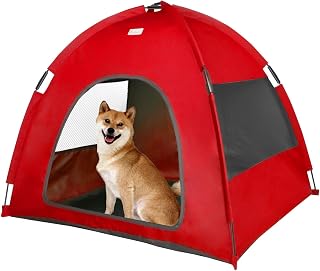 Babyezz Red Large Waterproof Cat & Dog Tent House - Washable Indoor/Outdoor Cave Bed, Breathable Nest for Small Pets 31.5x23.6x27.5"