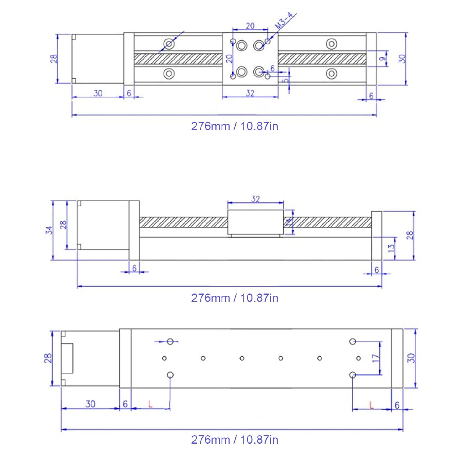 Linear Rail Guide Slide Actuator Aluminum Alloy 200Mm Stroke T6X4 Screw CNC Sliding Table for DIY CNC Milling Mechanical Equipment