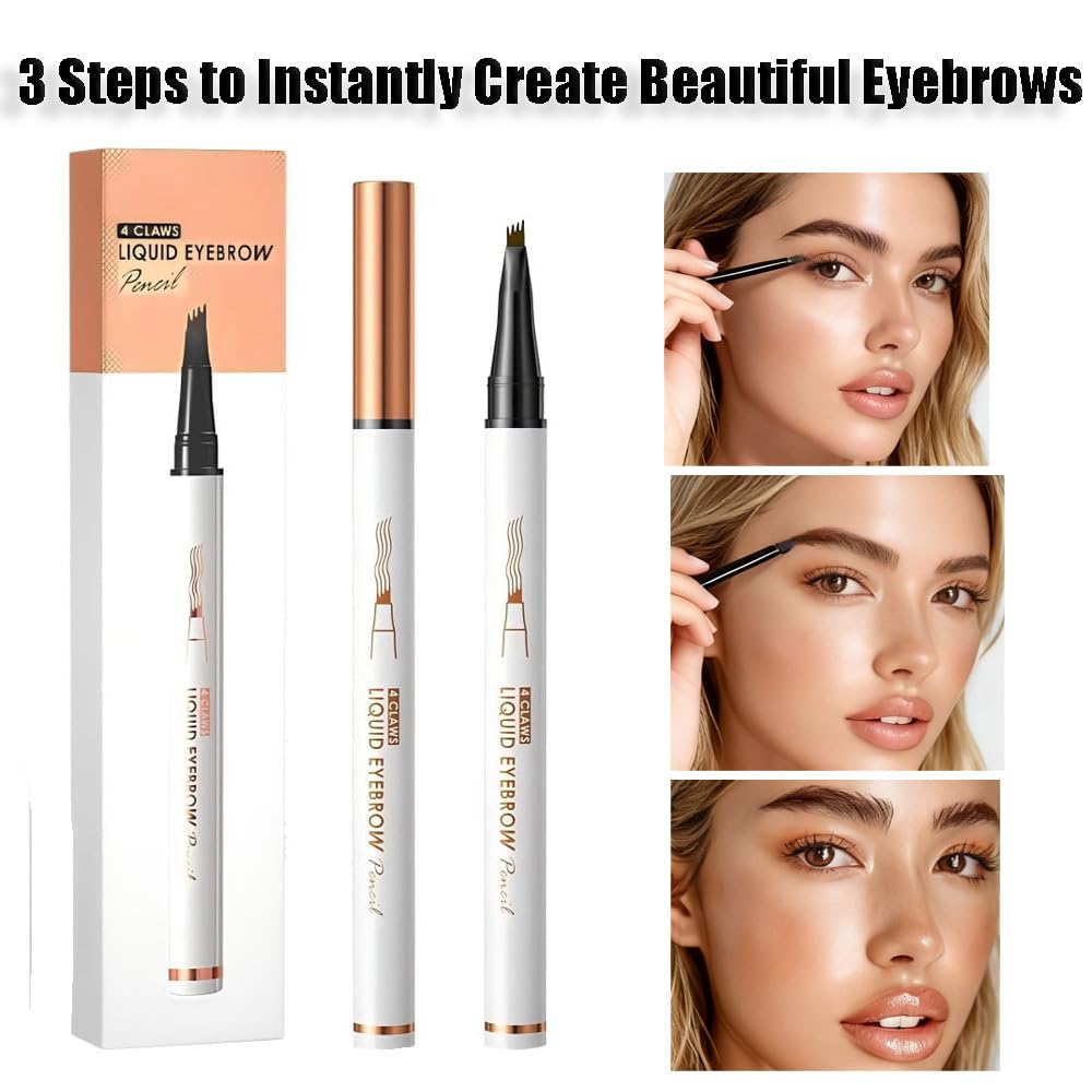 Microblading Augenbrauenstift, feine Spitze, wasserdicht, 3D Magic Augenbrauenstifte für Frauen, wischfest, natürliches Füllen & Definieren, natürliche haarähnliche Brauen (4# Schwarz)