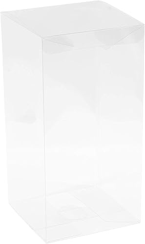 Hammont Cajas de almacenamiento de plástico transparente PET (paquete de 8) de 4 x 4 x 8 pulgadas, cajas de regalo transparentes, recipientes vacíos