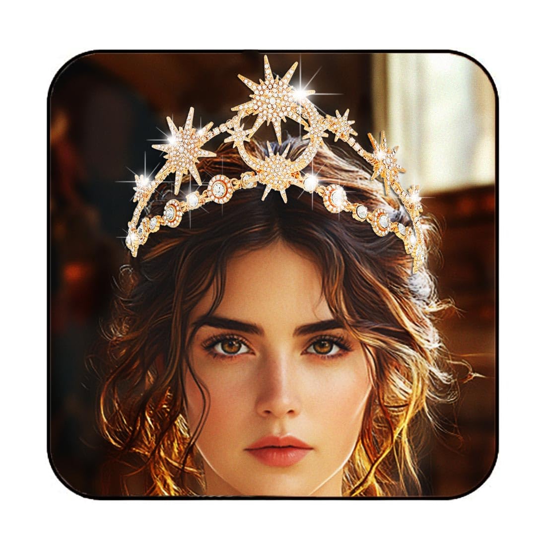 Amazon.com : GORTIN Star Moon Crown Gold Goddess Headpiece  display picture 2