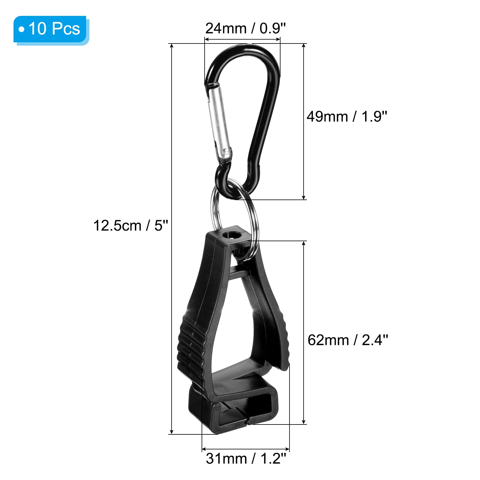 PATIKIL Glove Clips, 10 Pack Gloves Holder Clip Glove Belt Keeper Work Gloves Grabber Helmet Hanger for Construction Worker Black - Image 2