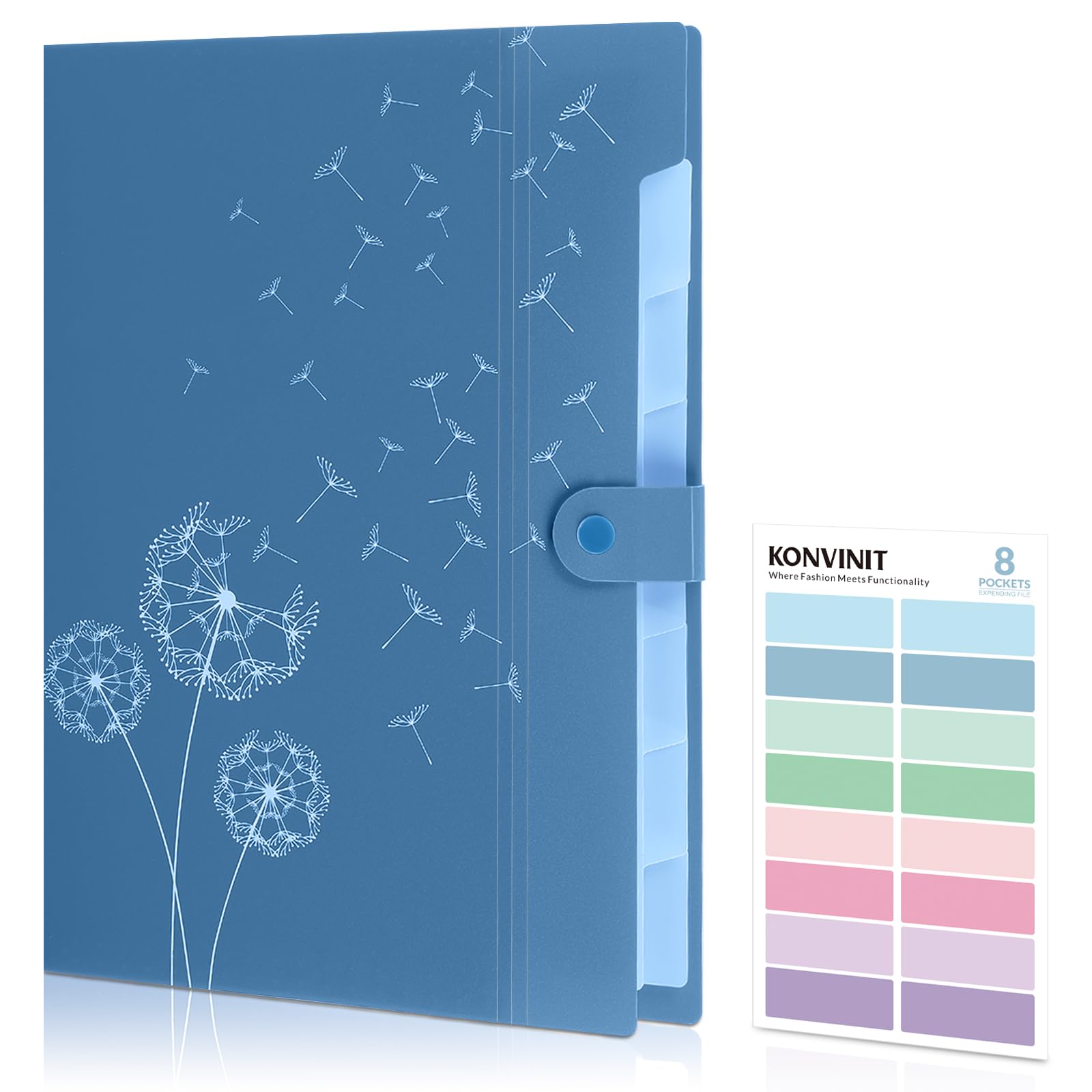 KONVINIT Document Folder A4 Expandable Expanding Folder A4 Folder with 5 Pockets Folder Slim Organiser System Document Folder Collection Folder for Office Home School Documents, Blue — image 1
