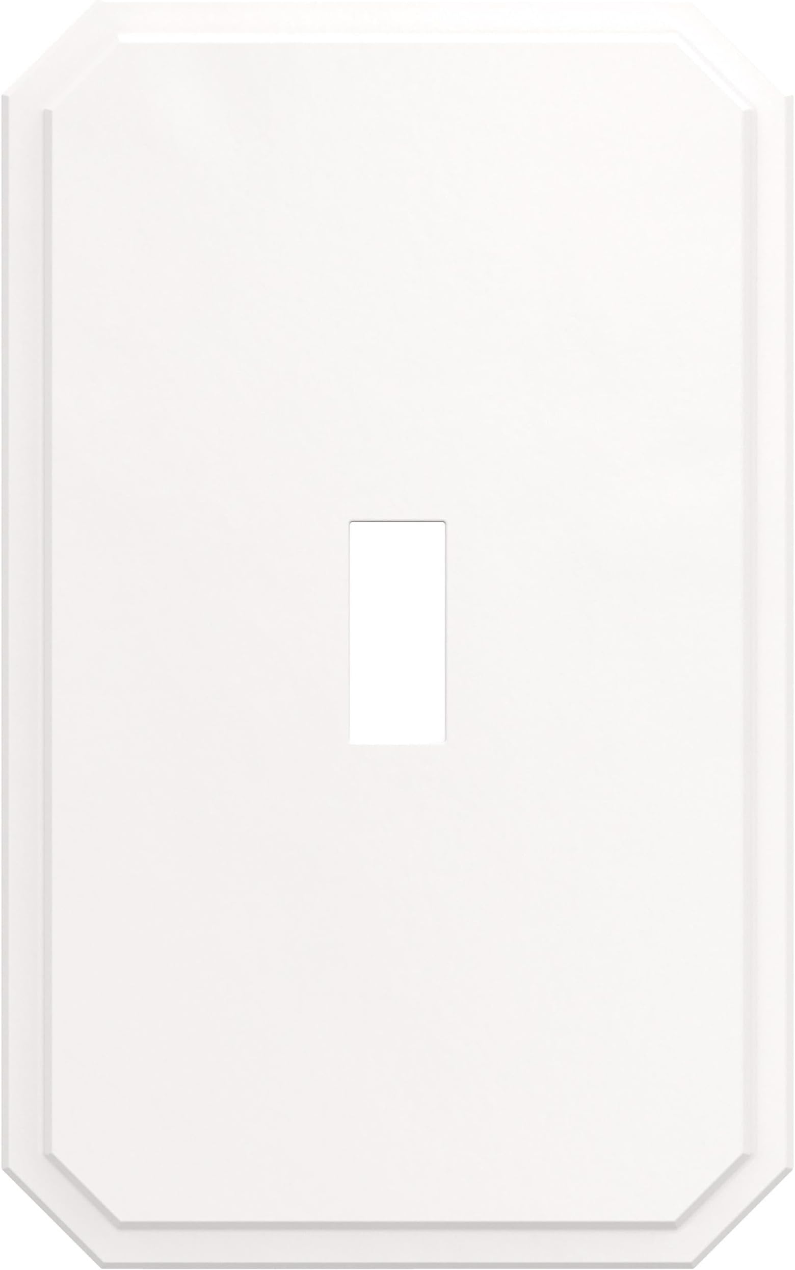 Stepped Geometric (3-Pack) Decorative Light Switch Cover Wall Plates Pure White 1-Gang Concealed Mount Screwless Wall Plate Switch/Toggle Plate Electrical Outlet Covers W46472K-PW-CP
