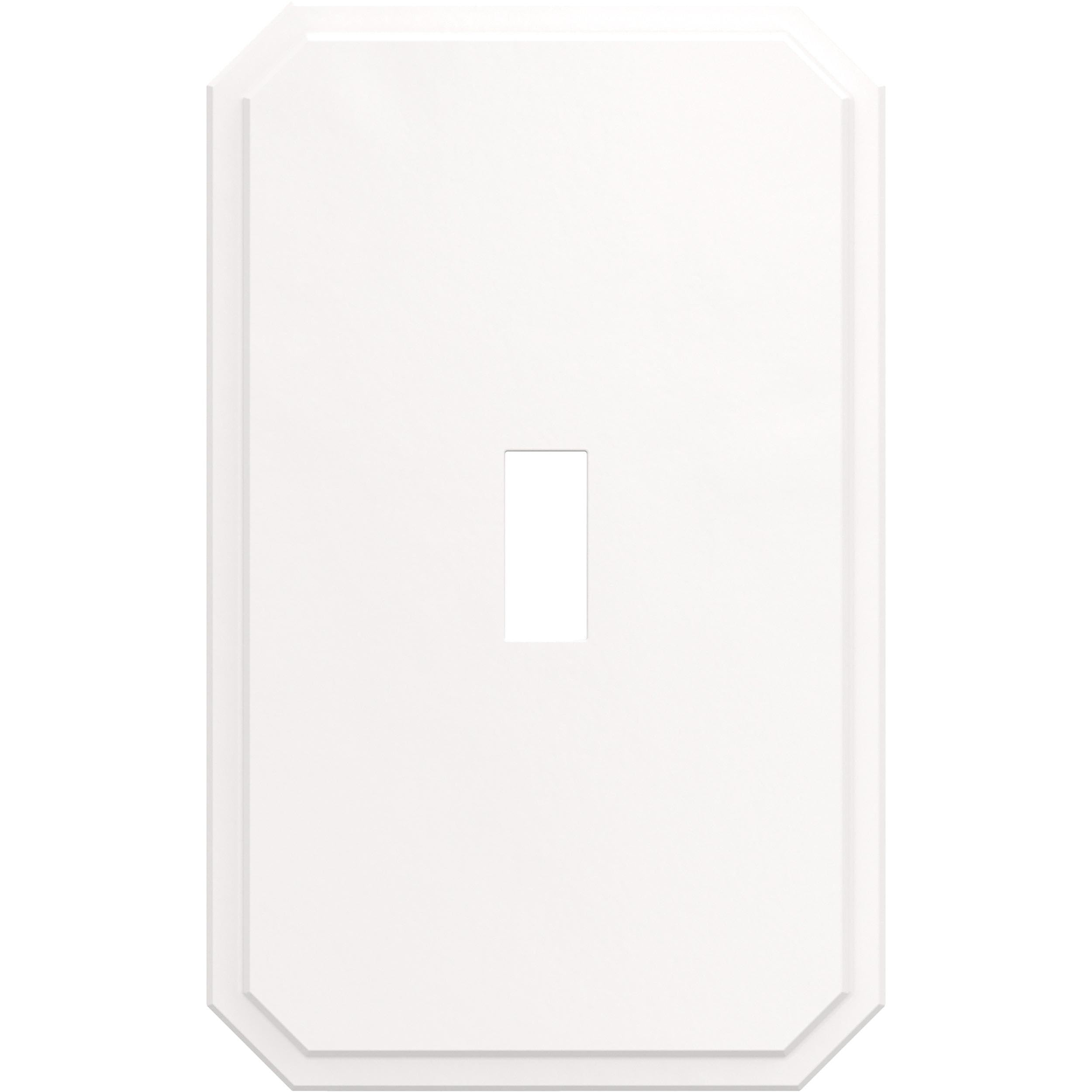 Franklin Brass Stepped Geometric (3-Pack) Decorative Light Switch Cover Wall Plates Pure White 1-Gang Concealed Mount Screwless Wall Plate Switch/Toggle Plate Electrical Outlet Covers W46472K-PW-CP