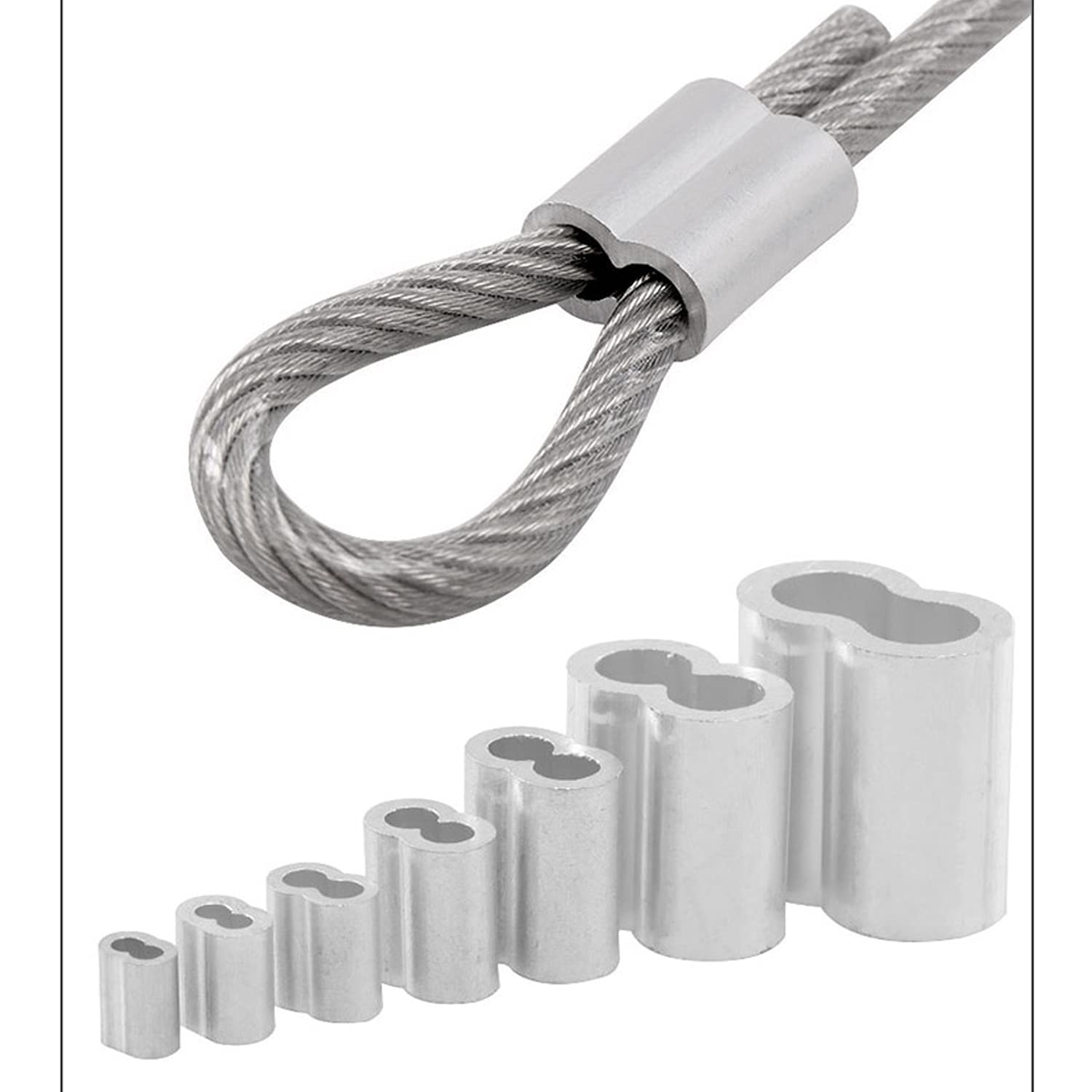 100 Manchons à Sertir Aluminium 1,2mm - Pour Câble Métallique - Laisse Chien, Corde à Linge