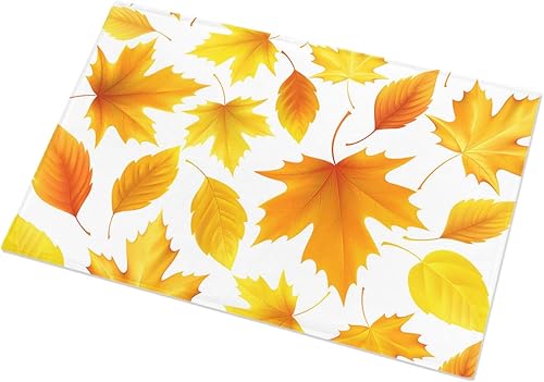 Tapete de baño lanudo con hojas de arce, color naranja y amarillo, antideslizante, suave y absorbente, tapete de interior lavable para dormitorio,