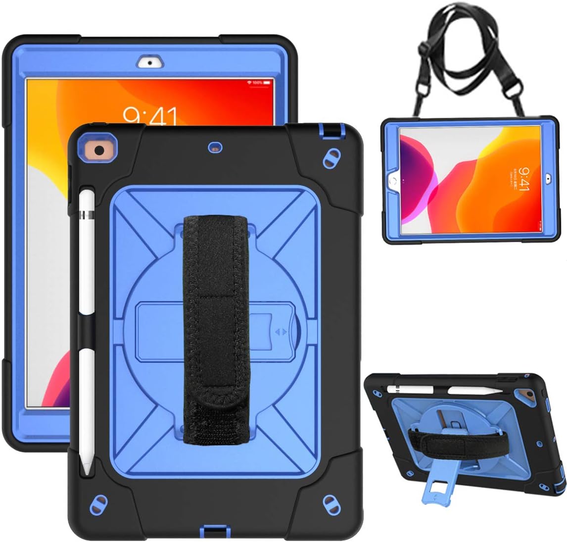 🔥 Cashback up to 70% iPad 8th/7th Generation Case for Kids with Pencil Holder | SIBEITU 10.2 Inch iPad Case Shockproof Heavy Duty | Hard Rugged Protective Cover w/Stand Handle for iPad 7th/8th Gen case 2019 Blue