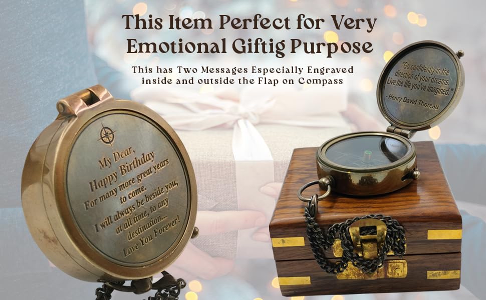 Brújula de bolsillo grabada con caja de madera – "Love You Forever & Go Confidently" – Personalizada para aniversario, bautizo, primera comunión, confirmación, para hijo o hija miniatura 2