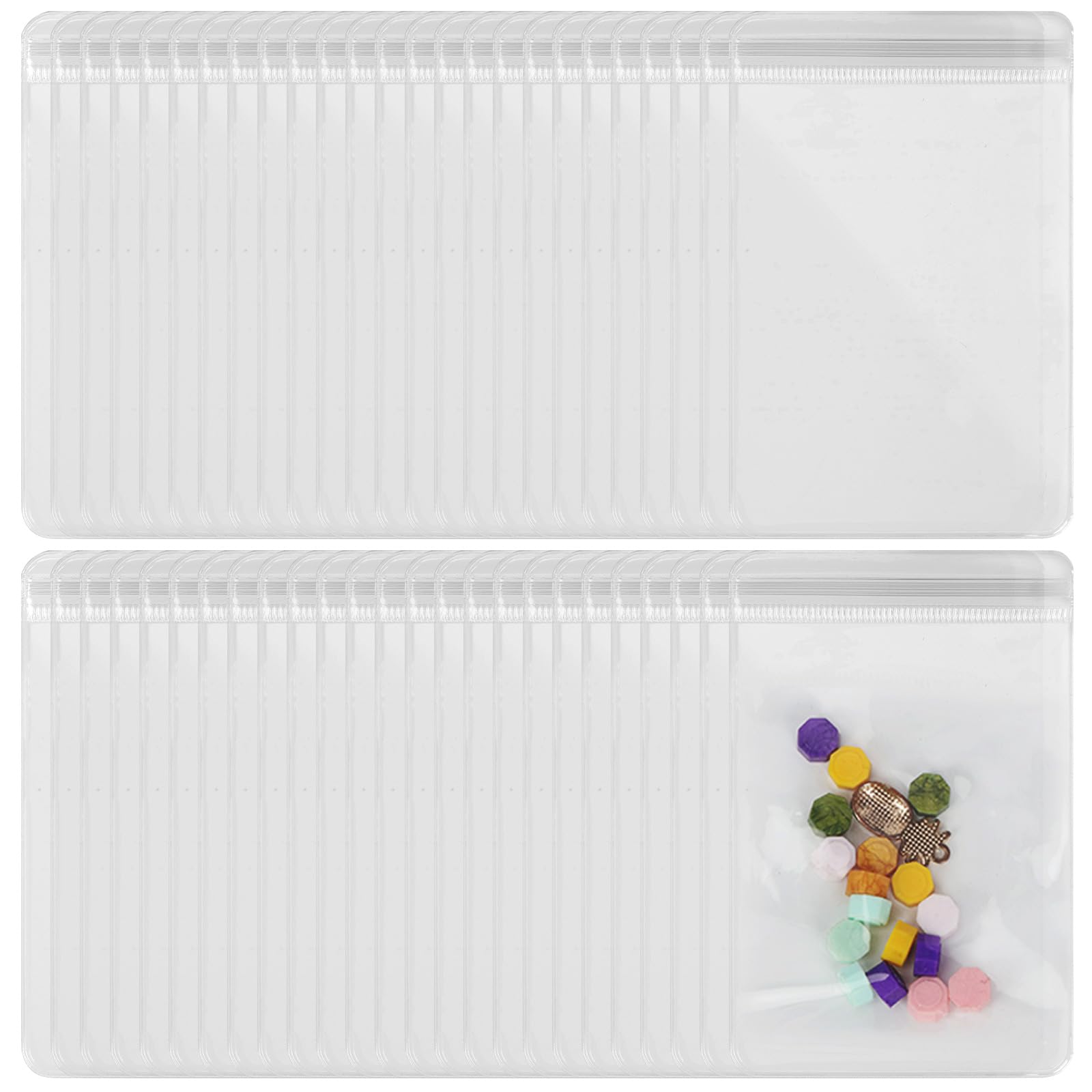 Glarks 50pcs 10 x 15cm Zipper Lock Clear Plastic Bags Set, Clear Plastic Reclosable Zip Bags, Poly Zipper Lock Bags for Jewelry, Bead, Crafts, Small Parts Storage — image 1